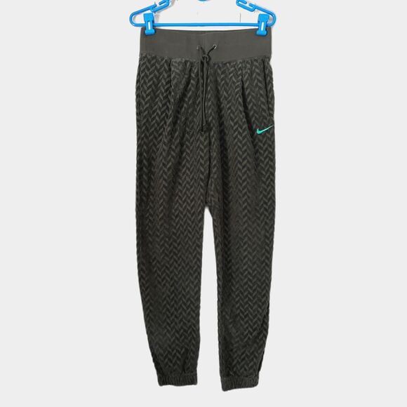 Nike Green Chevron Terry Sweatpants Joggers Pants Trousers Women's Size Medium - Picture 2 of 11